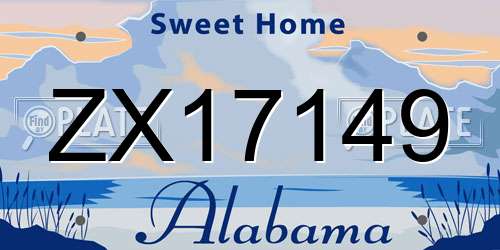 ZX17149 Alabama License Plate