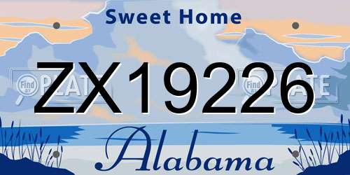 ZX19226 Alabama License Plate