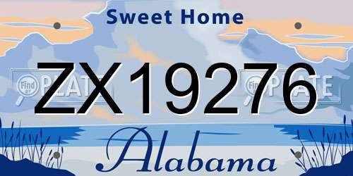 ZX19276 Alabama License Plate