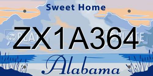 ZX1A364 Alabama License Plate