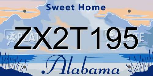 ZX2T195 Alabama License Plate