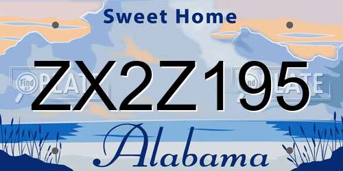 ZX2Z195 Alabama License Plate
