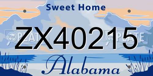 ZX40215 Alabama License Plate