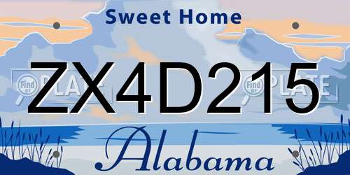ZX4D215 Alabama License Plate