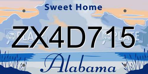 ZX4D715 Alabama License Plate