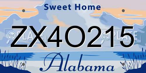 ZX4O215 Alabama License Plate