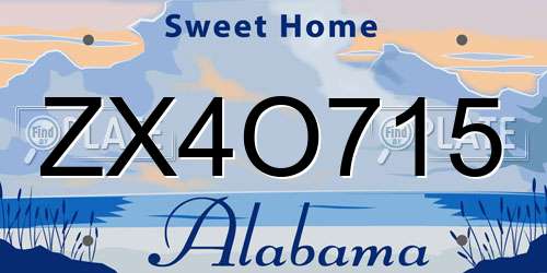 ZX4O715 Alabama License Plate