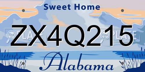 ZX4Q215 Alabama License Plate
