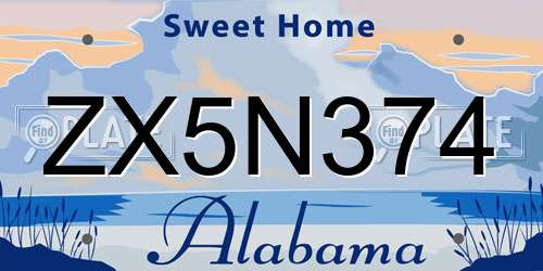 ZX5N374 Alabama License Plate