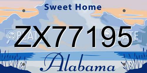 ZX77195 Alabama License Plate