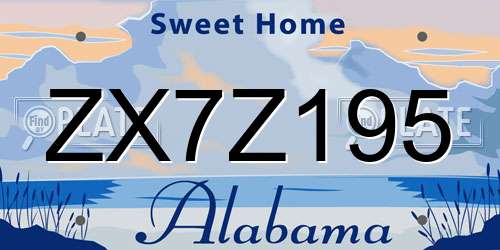 ZX7Z195 Alabama License Plate