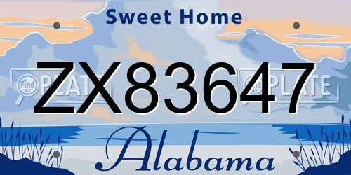 ZX83647 Alabama License Plate