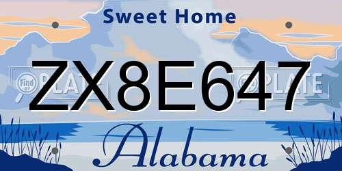 ZX8E647 Alabama License Plate