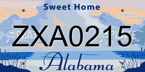 ZXA0215 Alabama License Plate