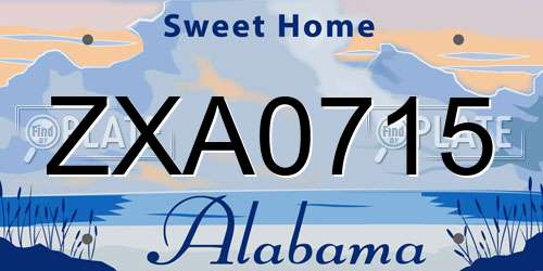 ZXA0715 Alabama License Plate
