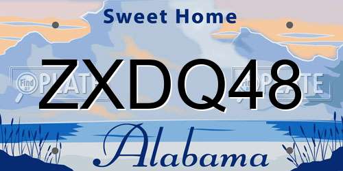 ZXDQ48 Alabama License Plate