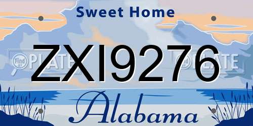 ZXI9276 Alabama License Plate