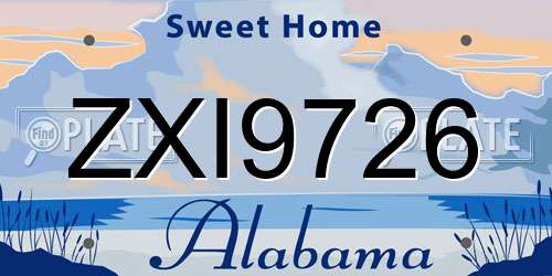 ZXI9726 Alabama License Plate