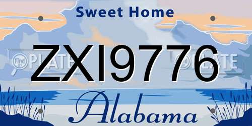 ZXI9776 Alabama License Plate