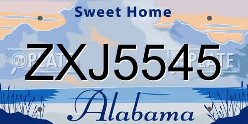 ZXJ5545 Alabama License Plate