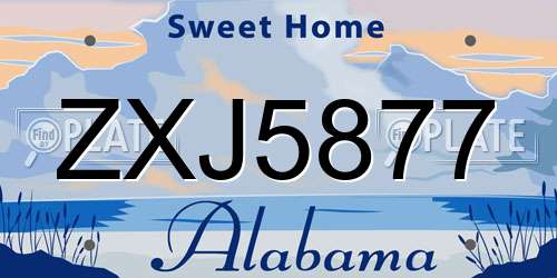 ZXJ5877 Alabama License Plate