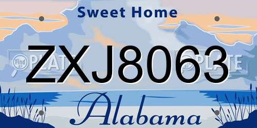 ZXJ8063 Alabama License Plate