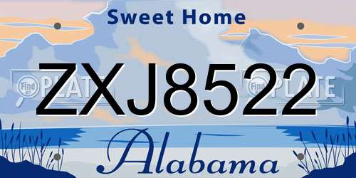 ZXJ8522 Alabama License Plate