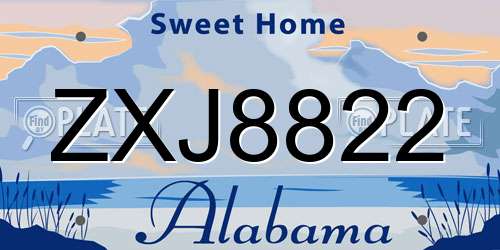 ZXJ8822 Alabama License Plate