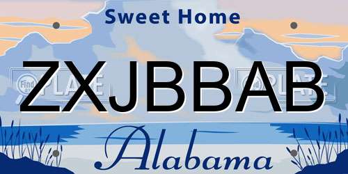 ZXJBBAB Alabama License Plate