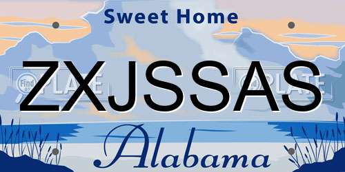 ZXJSSAS Alabama License Plate