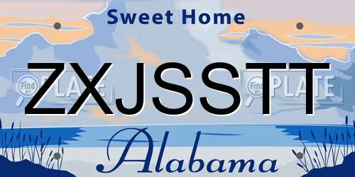 ZXJSSTT Alabama License Plate