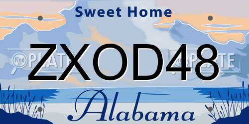 ZXOD48 Alabama License Plate