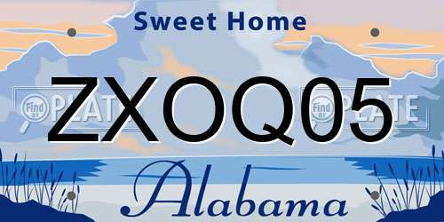 ZXOQ05 Alabama License Plate