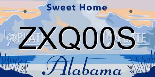 ZXQ00S Alabama License Plate