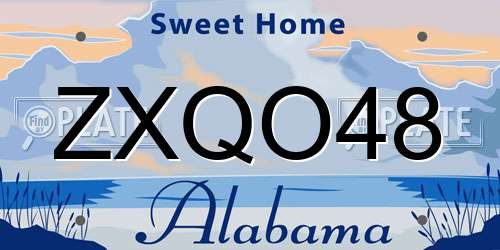 ZXQO48 Alabama License Plate