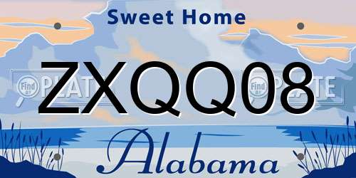 ZXQQ08 Alabama License Plate