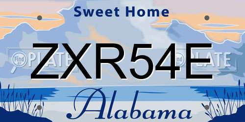 ZXR54E Alabama License Plate