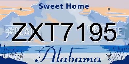 ZXT7195 Alabama License Plate