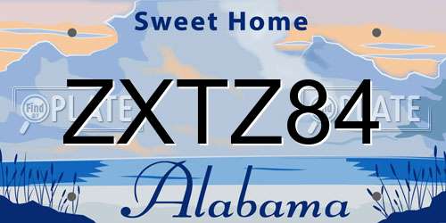 ZXTZ84 Alabama License Plate
