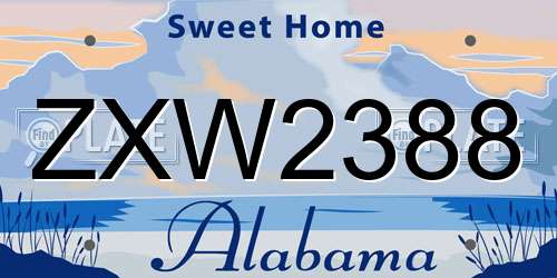 ZXW2388 Alabama License Plate