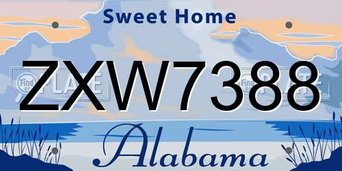 ZXW7388 Alabama License Plate