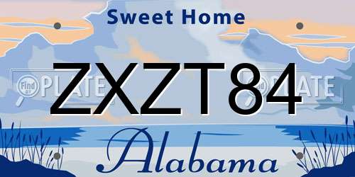 ZXZT84 Alabama License Plate