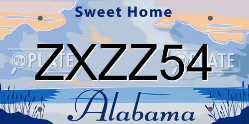 ZXZZ54 Alabama License Plate