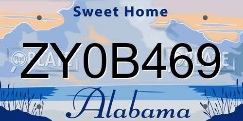 ZY0B469 Alabama License Plate