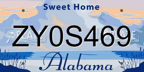 ZY0S469 Alabama License Plate