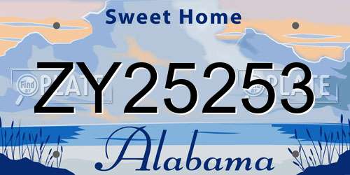 ZY25253 Alabama License Plate