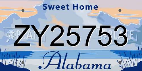 ZY25753 Alabama License Plate
