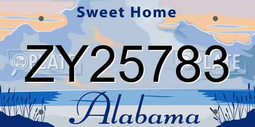 ZY25783 Alabama License Plate