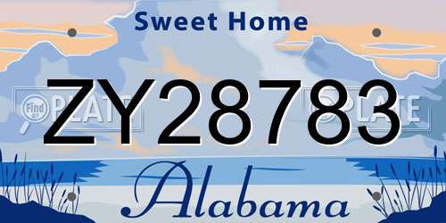 ZY28783 Alabama License Plate