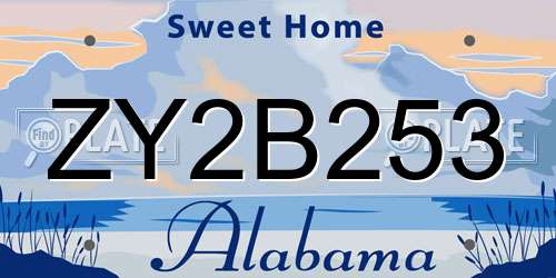 ZY2B253 Alabama License Plate